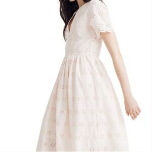 Madewell Pink Scalloped Eyelet Midi Dress